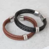 Pulsera de cuero trenzada personalizada para hombre