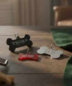 Alternative view of Chapa para perro de hueso metal