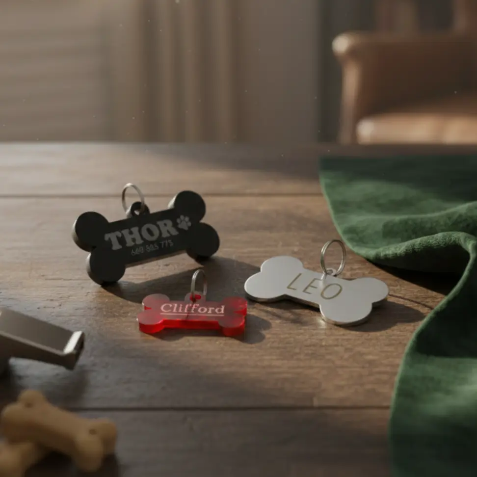 Chapa para perro de hueso metal - Imagen 2