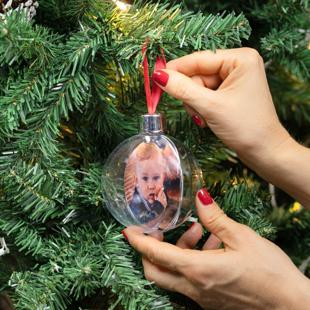 Pack de 4 bolas esféricas con fotos para el árbol de Navidad - Imagen 6