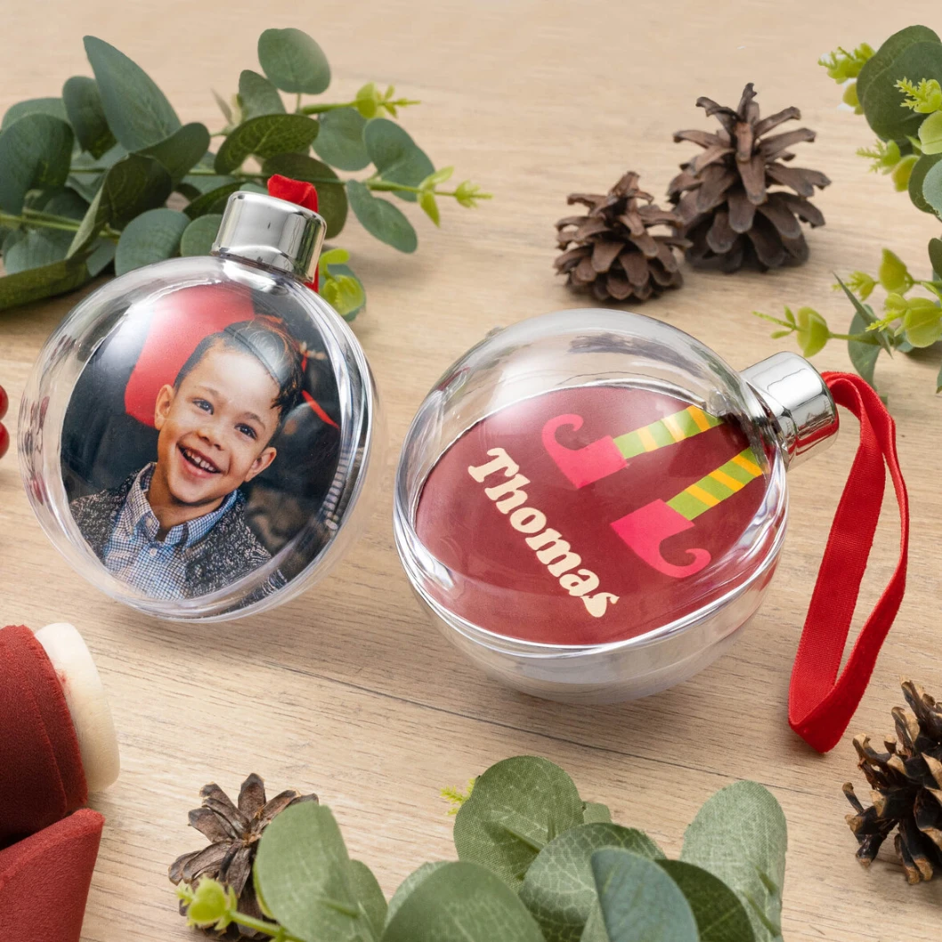 Pack de 4 bolas esféricas con fotos para el árbol de Navidad - Imagen 3
