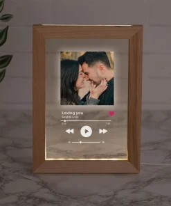Marco de fotos personalizado luminoso de madera