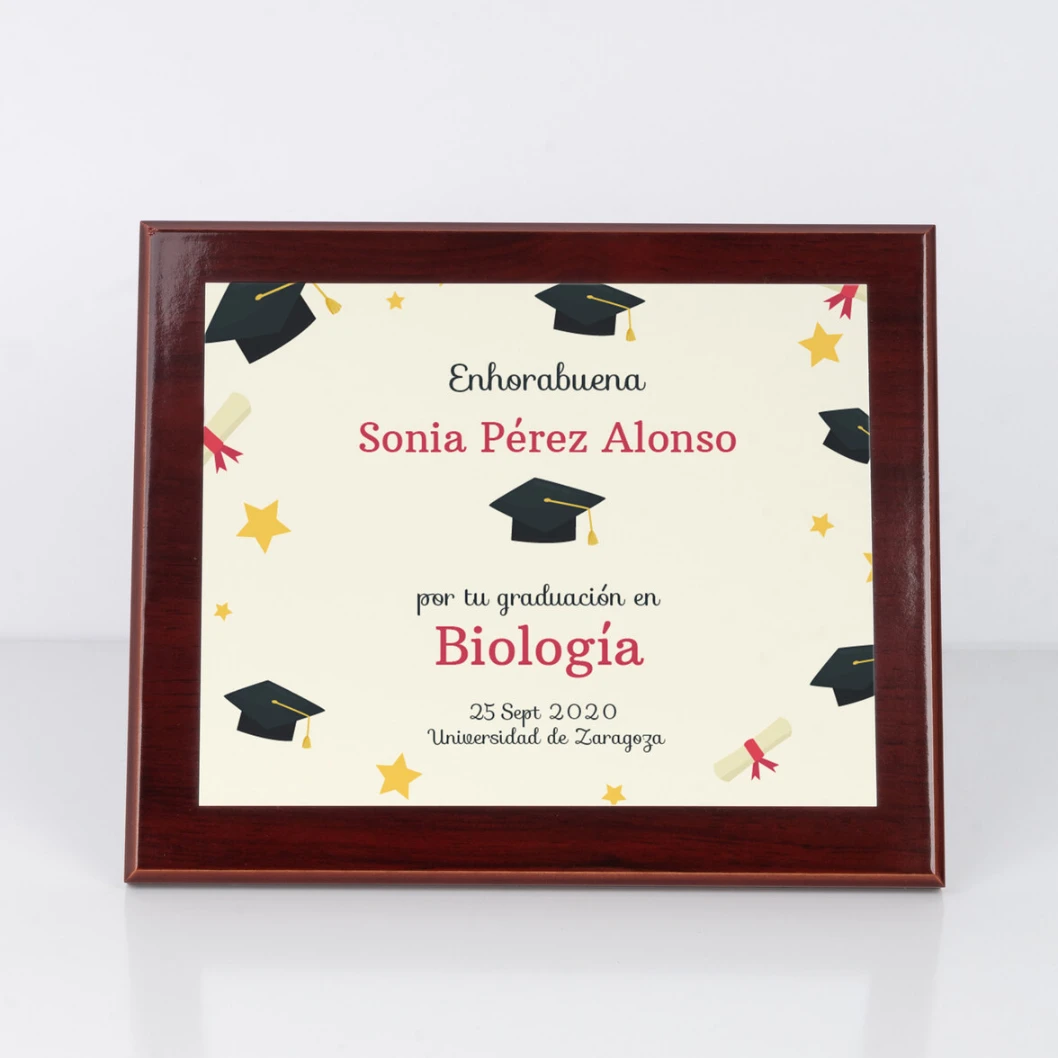 Placa conmemorativa personalizada de caoba - Imagen 12