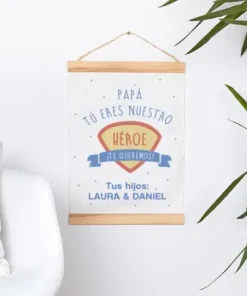 Póster de tela personalizado con marco de madera para colgar