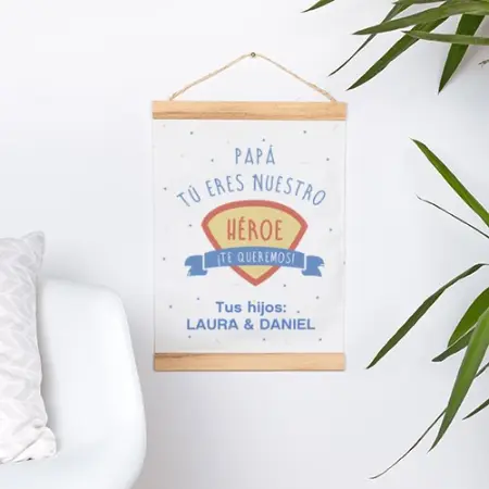 Póster de tela personalizado con marco de madera para colgar