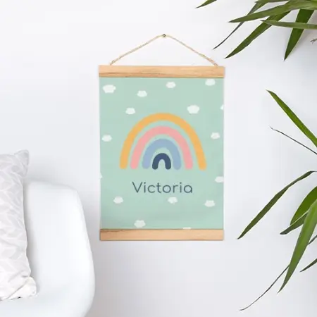 Póster de tela personalizado con marco de madera para colgar - Imagen 6