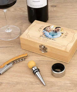 Set de accesorios para vino con estuche personalizado