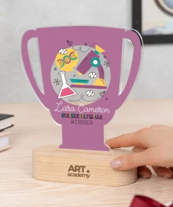 Trofeo de metacrilato personalizado con base de madera - Imagen 48
