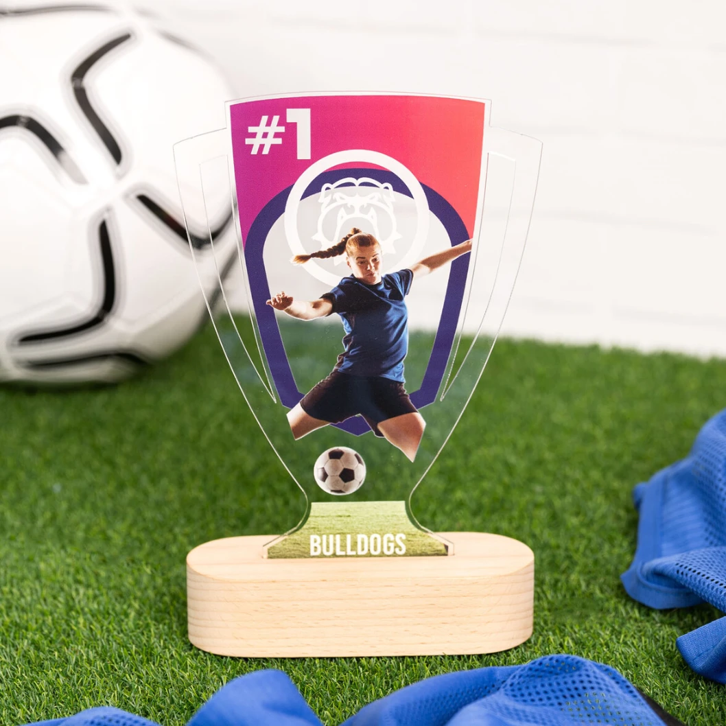 Trofeo de metacrilato personalizado con base de madera - Imagen 47