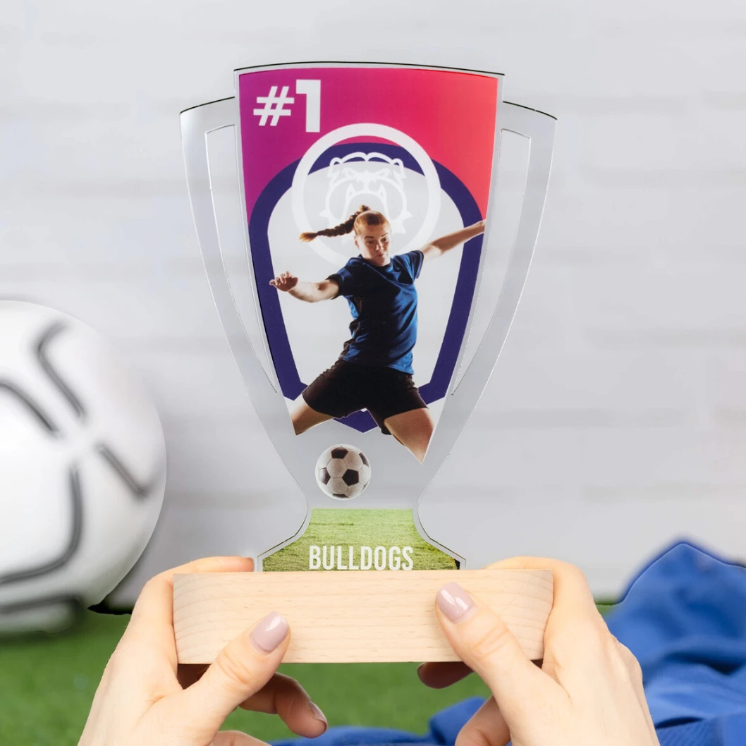 Trofeo de metacrilato personalizado con base de madera - Imagen 42
