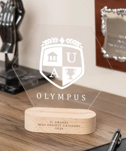 Trofeo de metacrilato personalizado con base de madera - Imagen 23