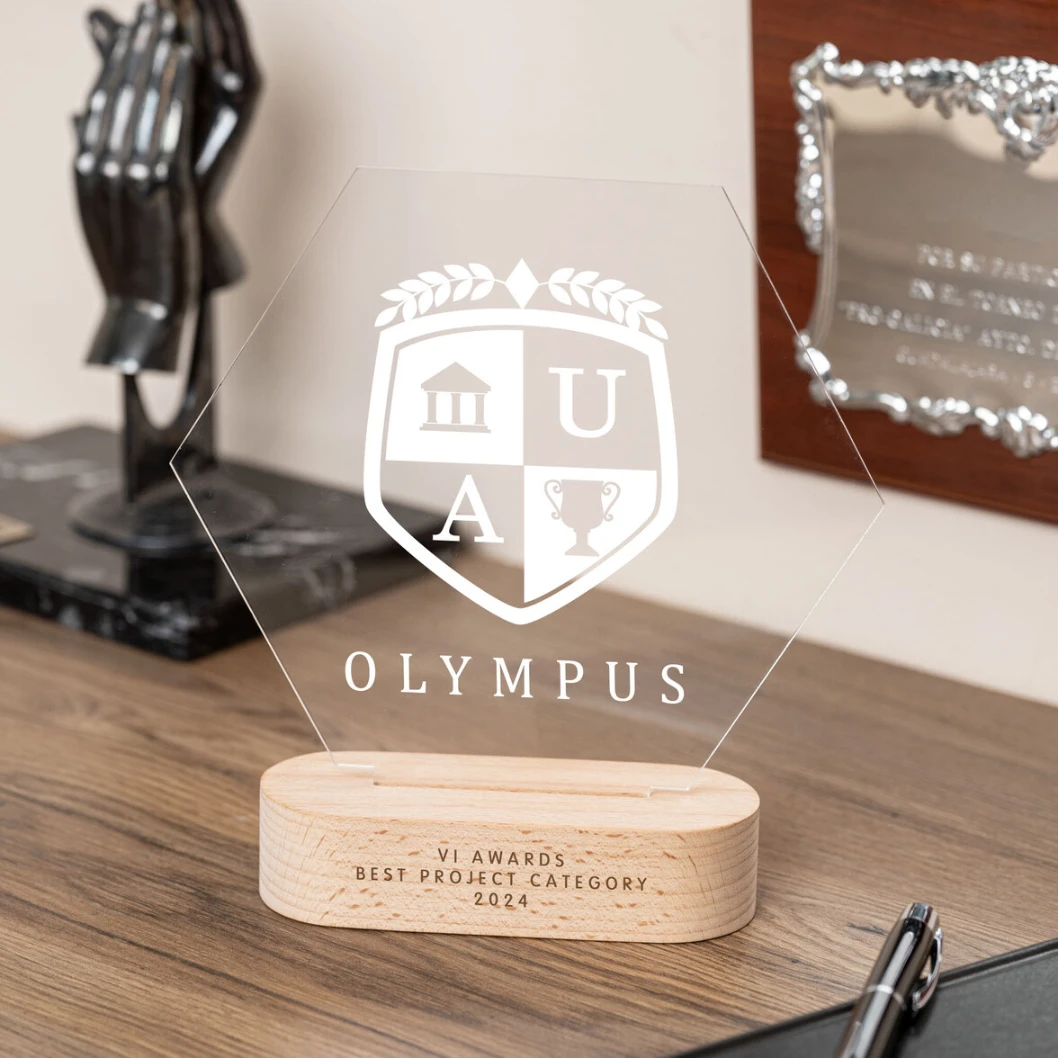 Trofeo de metacrilato personalizado con base de madera - Imagen 23