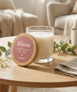 Vela personalizada con tapa de madera