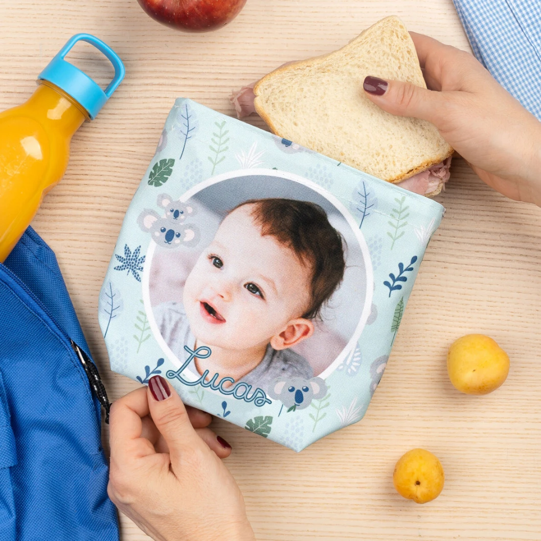 Porta snacks reutilizable personalizado de tela